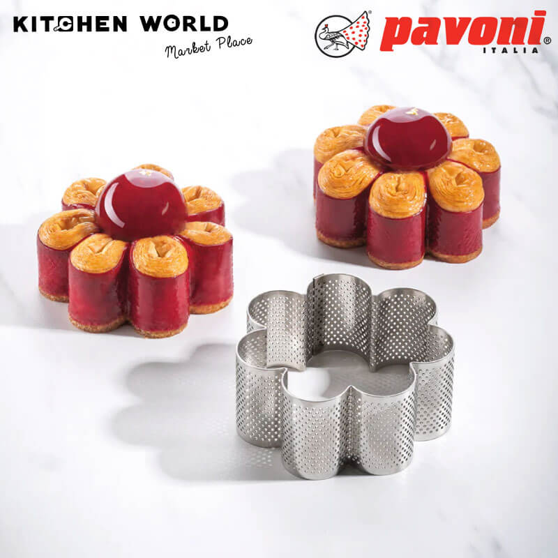 พิมพ์เค้กสแตนเลสเจาะรูรูปดอกไม้ PAVONI BW1436-51 ขนาด 10 ซม.