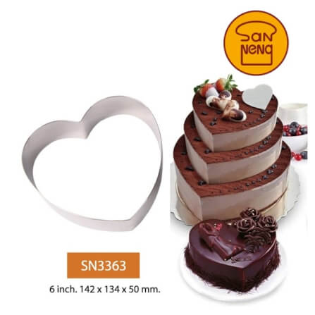 แม่พิมพ์เค้กรูปหัวใจสแตนเลส 304 SANNENG PT1464 ขนาด 6 นิ้ว_6