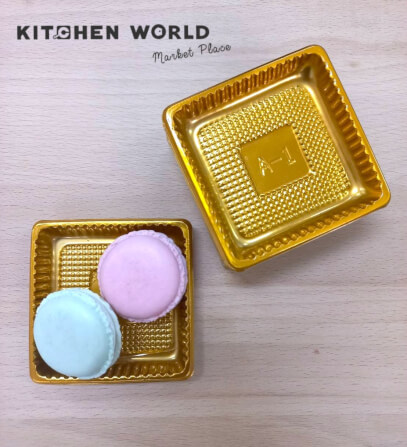 ถาดรองขนมพลาสติกทรงสี่เหลี่ยม KCW PK0084 แพ็ค 200 ชิ้น สีทอง_8