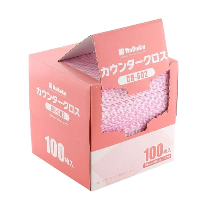 ผ้าเช็ดทำความสะอาดอเนกประสงค์ Daikoku สีชมพู จำนวน 100 ชิ้น