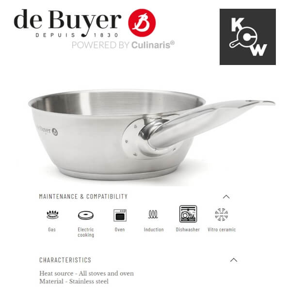 กระทะซอสสเตนเลส de buyer พริมแอพเพตี้ 3503.16 กว้าง 16ซม.xสูง 6ซม.