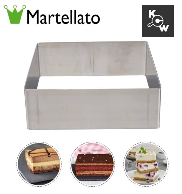 แม่พิมพ์อบเค้กสแตนเลสสีเหลี่ยม Martellato 5H5X12 ขนาด 12x12x5 ซม.