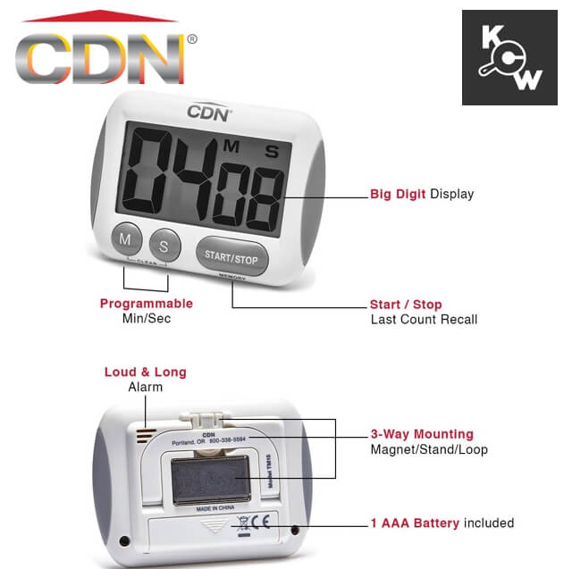 นาฬิกาจับเวลาในครัวตัวเลขใหญ่พิเศษ CDN TM15 สีขาว