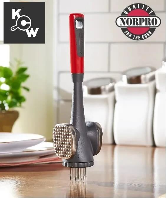 ที่ทุบเนื้อสแตนเลส 3 หัว Norpro 7036 สีแดงดำ