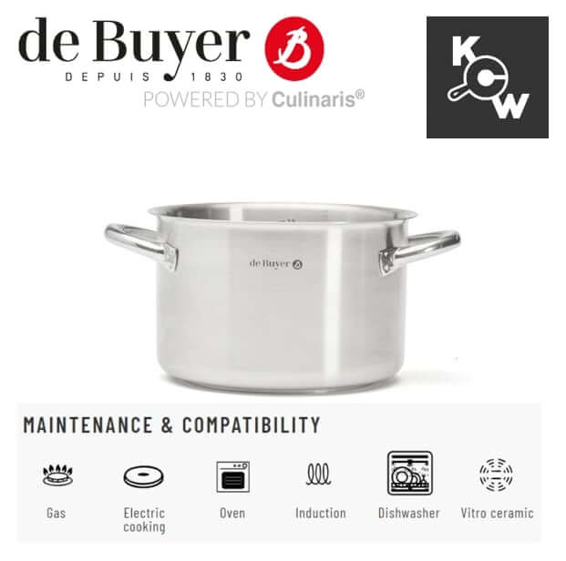 หม้อสตูว์สเตนเลสทรงสูง de buyer พริมแอพเพตี้ 3506.24 กว้าง 24ซม.xสูง 14.5ซม. 5 ลิตร