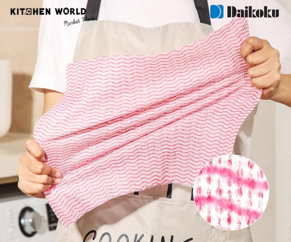 ผ้าเช็ดทำความสะอาดอเนกประสงค์ Daikoku สีชมพู จำนวน 100 ชิ้น