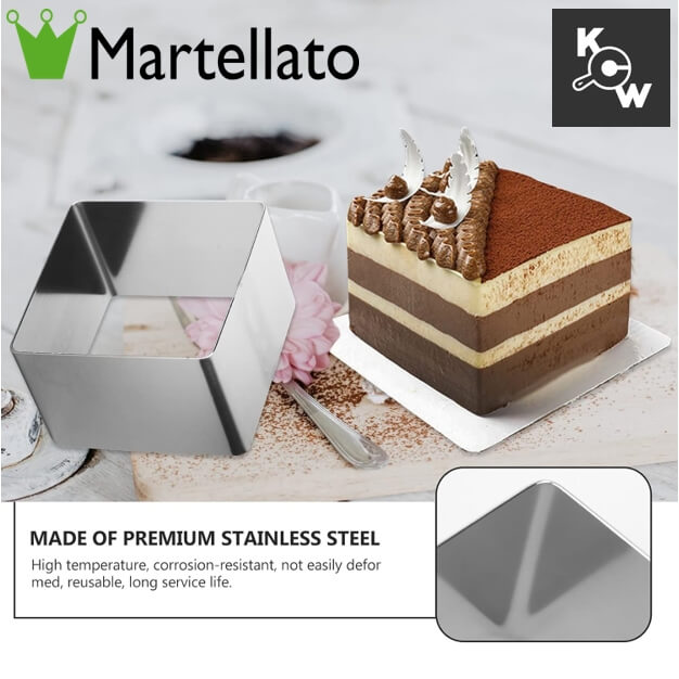 แม่พิมพ์อบเค้กสแตนเลสสีเหลี่ยม Martellato 5H5X12 ขนาด 12x12x5 ซม.
