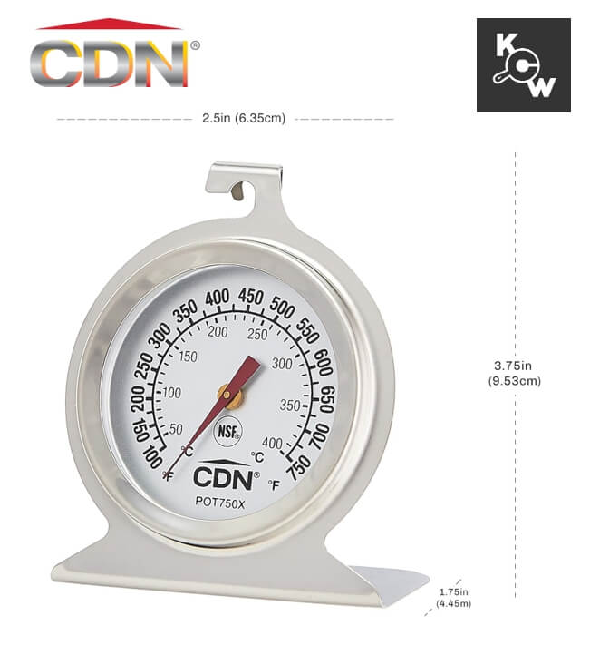 เครื่องวัดอุณหภูมิเตาอบความร้อนสูง CDN POT750X สีเงิน