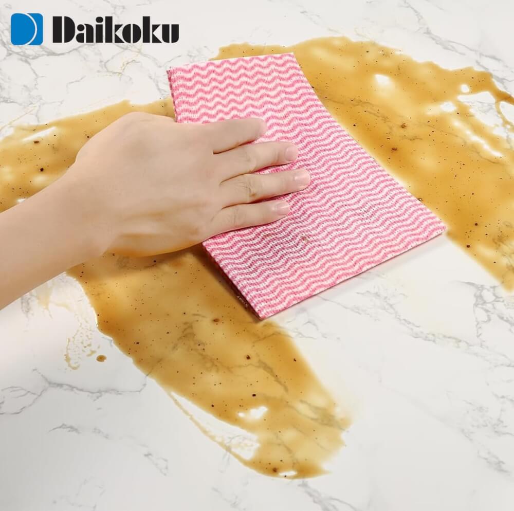 ผ้าเช็ดทำความสะอาดอเนกประสงค์ Daikoku สีชมพู จำนวน 100 ชิ้น