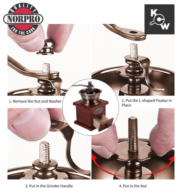 เครื่องบดกาแฟแบบมือหมุนคลาสสิก Norpro 5548 สีไม้เกาลัด