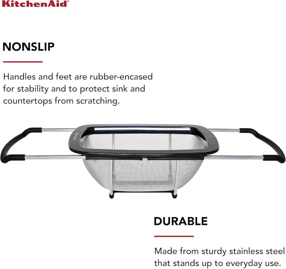 กระชอนล้างผักผลไม้สแตนเลสขยายได้ KitchenAid KG867OB สีดำ