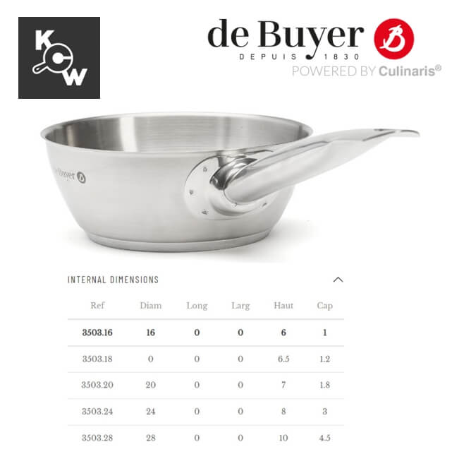 กระทะซอสสเตนเลส de buyer พริมแอพเพตี้ 3503.16 กว้าง 16ซม.xสูง 6ซม.