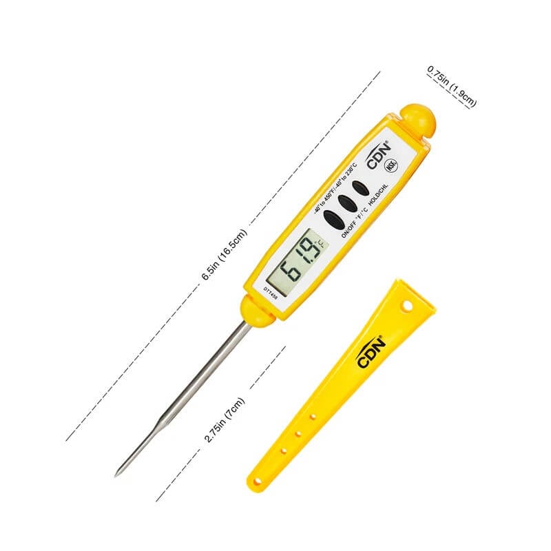 เทอร์โมมิเตอร์แบบเข็มดิจิตอลแบบพกพา CDN DTT450 สีเหลือง
