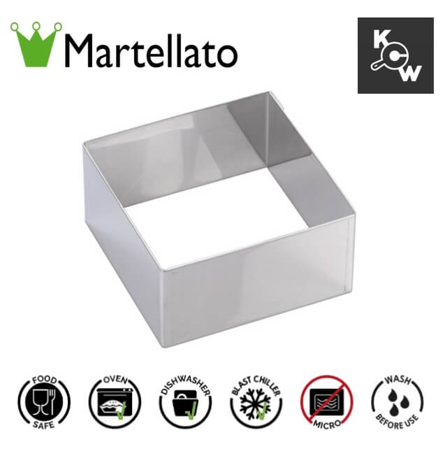 แม่พิมพ์อบเค้กสแตนเลสสีเหลี่ยม Martellato 5H5X12 ขนาด 12x12x5 ซม.