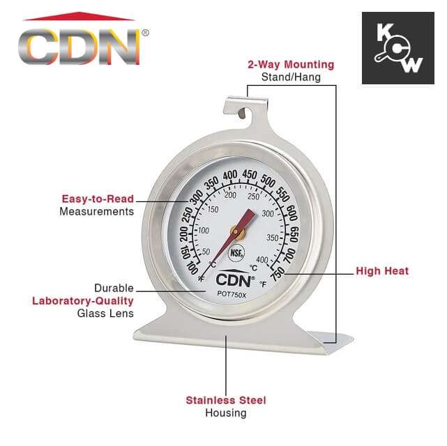 เครื่องวัดอุณหภูมิเตาอบความร้อนสูง CDN POT750X สีเงิน