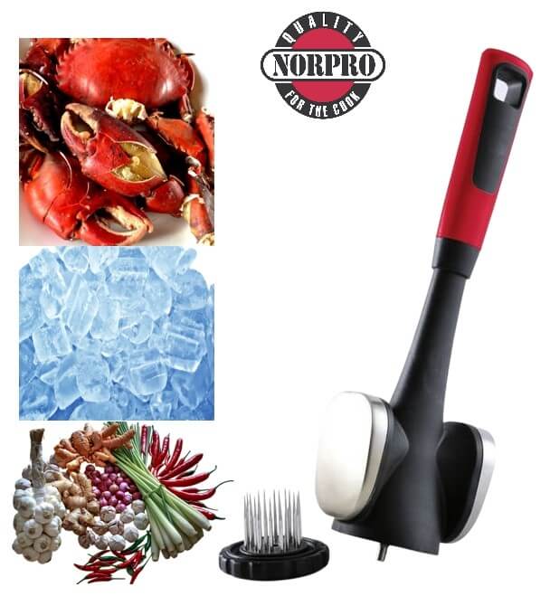 ที่ทุบเนื้อสแตนเลส 3 หัว Norpro 7036 สีแดงดำ