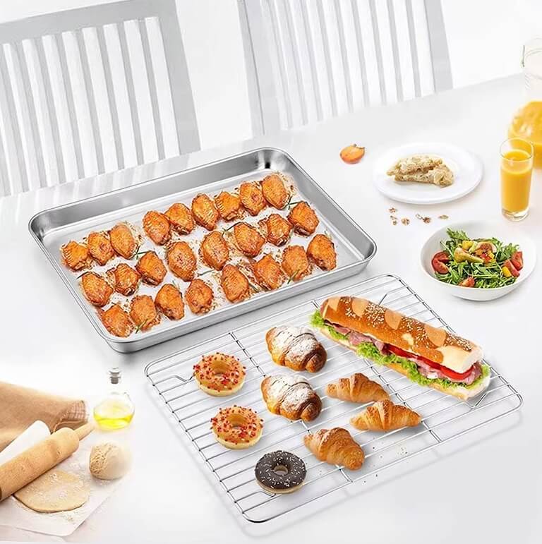 ชุดถาดและชั้นวางสแตนเลส KCW CW1215 ขนาด 26x20x2.5 ซม.