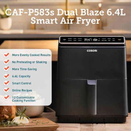 หม้อทอดไร้น้ำมัน อบลมร้อน Cosori Dual Blaze® CAF-P583S-KEU 6.8 ควอร์ต สีดำ_2