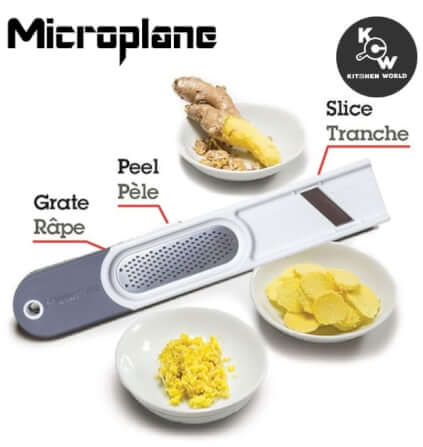 มีดมือสำหรับปอก หั่น และขูดขิง Microplane PT2415-GB สีขาวเทา_3