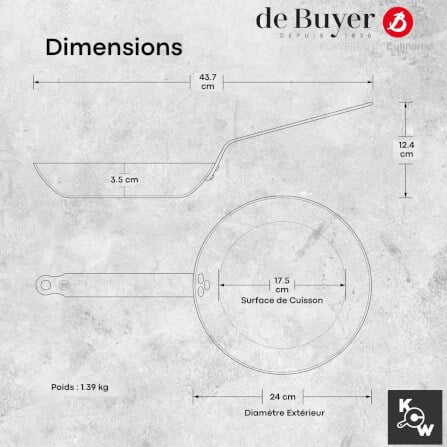 กระทะเหล็กคาร์บอนมิเนอรัลบี de buyer 5610.24 ขนาด 24 ซม._5