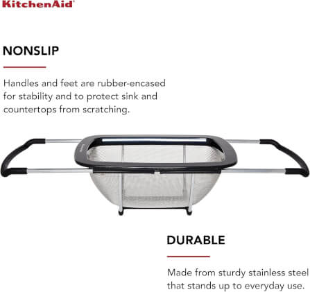 กระชอนล้างผักผลไม้สแตนเลสขยายได้ KitchenAid KG867OB สีดำ_5