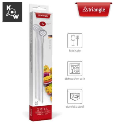 ชุดที่เสียบบาบีคิวพร้อมแหวนสแตนเลส 6 ชิ้น Triangle 903240602 ขนาด 25 ซม._6