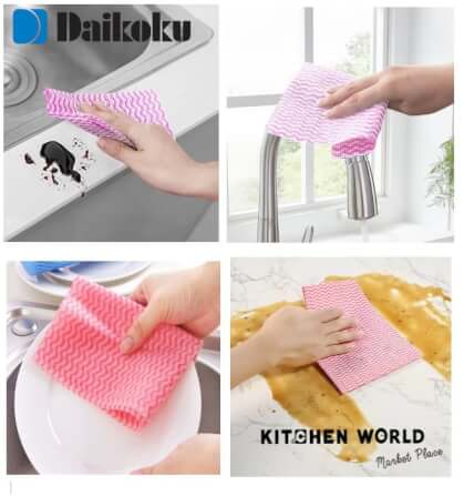 ผ้าเช็ดทำความสะอาดอเนกประสงค์ Daikoku สีชมพู จำนวน 100 ชิ้น_6