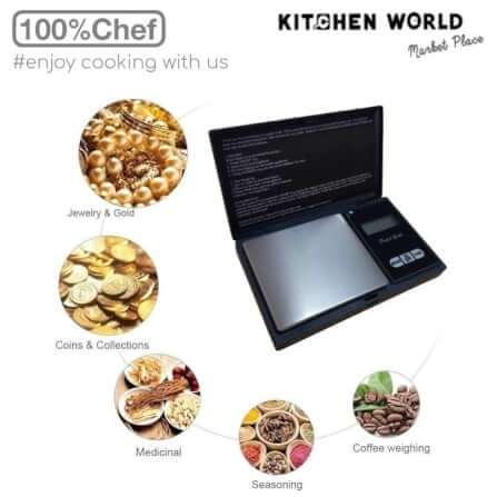 เครื่องชั่งวัตถุดิบขนาดพกพา 100% Chef 130/0001 เริ่มต้น 0.01 กรัม_10