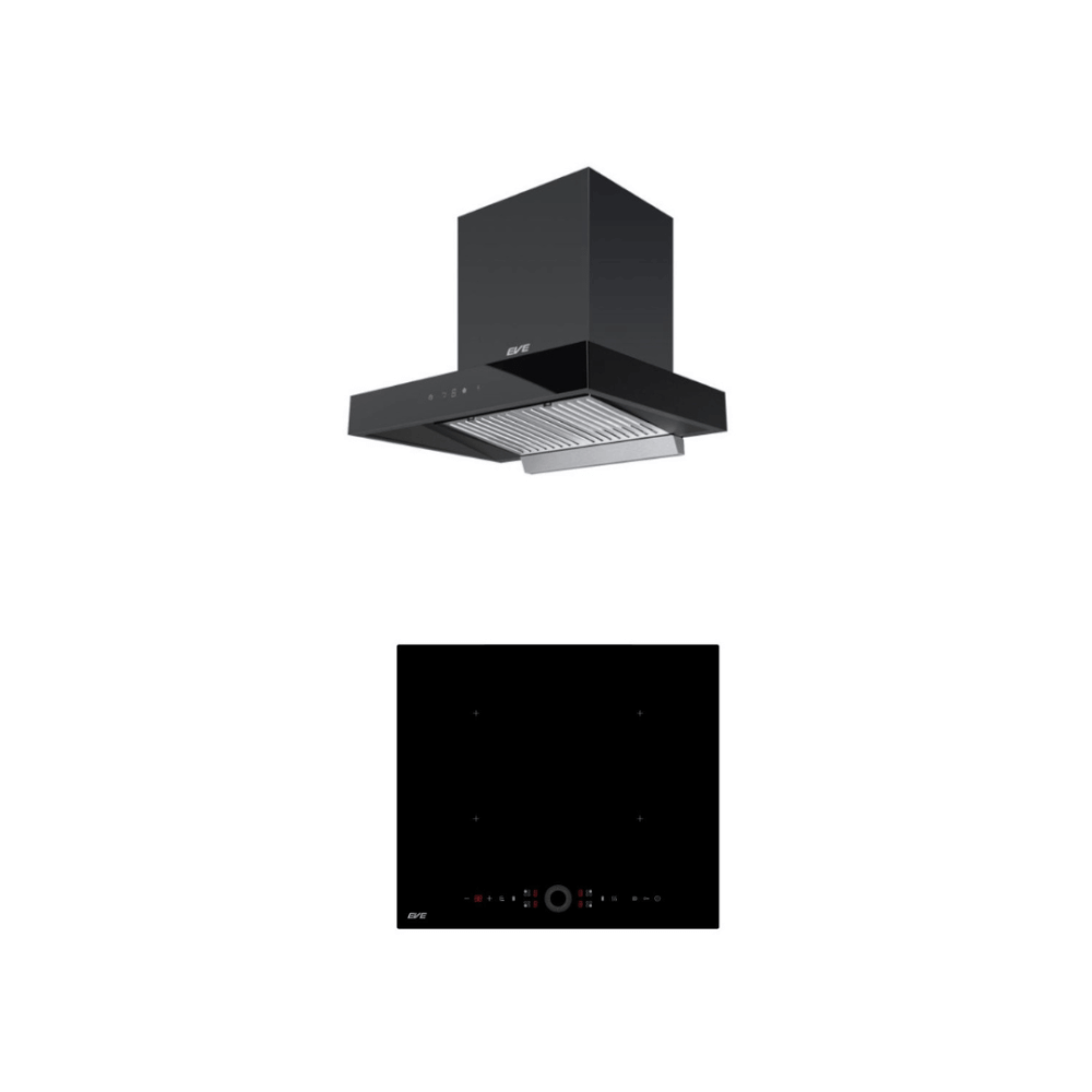 ชุดเซต เตาฝังแม่เหล็กไฟฟ้า 2 หัว + เครื่องดูดควันติดผนัง EVE รุ่น HB60-4INDBRIDGE/TCR + HC-LOFTBOX-60 ขนาด 60 ซม. สีดำ_9