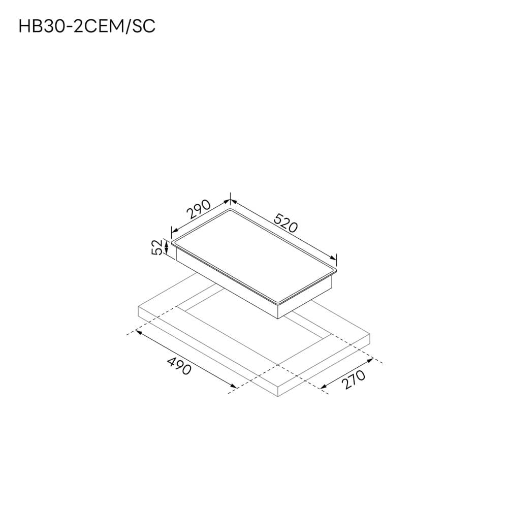 ชุดเซต เตาฝังไฟฟ้าเซรามิค 2 หัว + เครื่องดูดควันแบบติดผนัง EVE HC-LOFTBOX-60 + HB30-2CEM/SC สีดำ ขนาด 60 เซนติเมตร