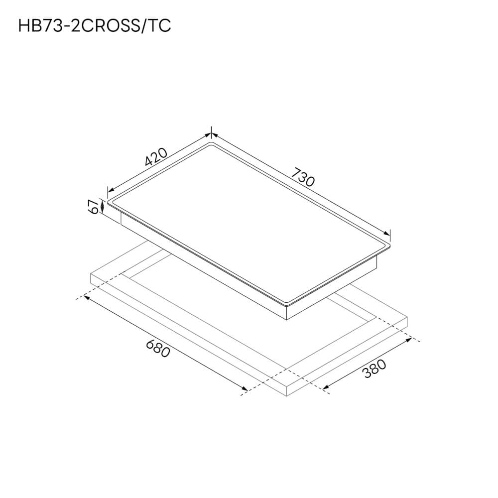 เตาฝังอินดักชั่น เตาแม่เหล็กไฟฟ้า 2 หัว EVE รุ่น HB73-2CROSS/TC ขนาด 73 ซม. สีดำ