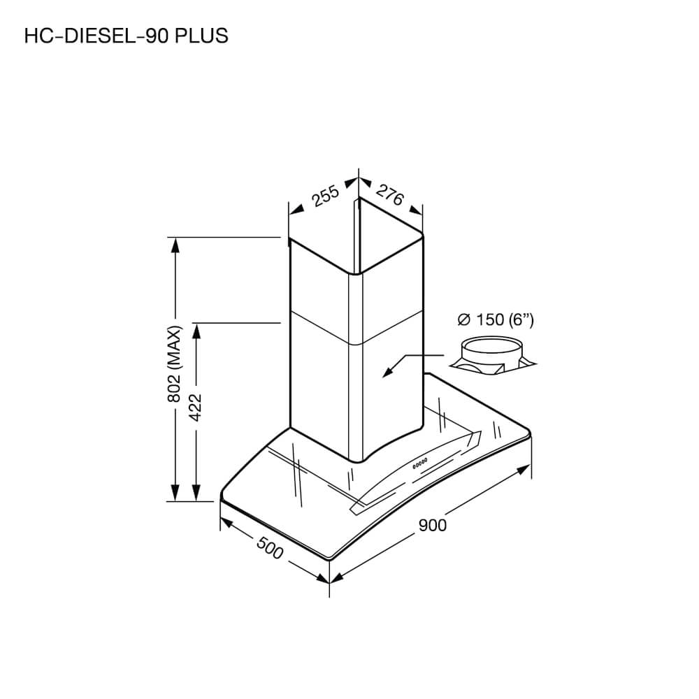 ชุดเซ็ท เตาแก๊สแบบฝัง 2 หัว + เครื่องดูดควันติดผนัง  + อ่างล้างจานสแตนเลส EVE รุ่น HC-DIESEL-90 PLUS + HB78-SBH289/BG + UMI 750/460 ขนาด 75 ซม. สีดำ