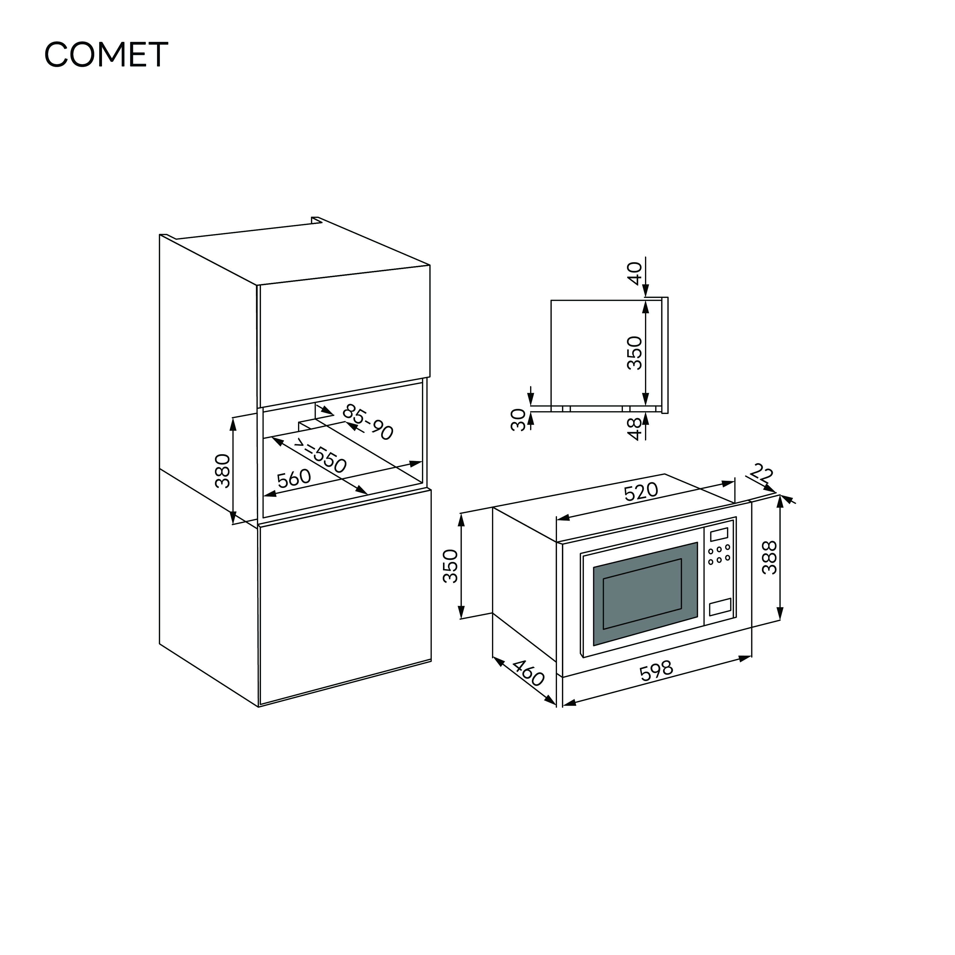 ไมโครเวฟแบบฝัง EVE รุ่น COMET ขนาด 60 ซม. สี เทา
