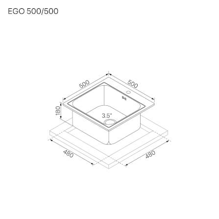 ซิงค์ล้างจานสแตนเลส 1 หลุม EVE EGO 500/500 ขนาด 50 ซม._2