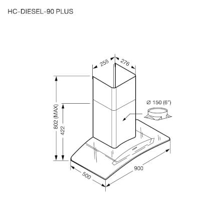 ชุดเซ็ท เตาแก๊สแบบฝัง 2 หัว + เครื่องดูดควันติดผนัง  + อ่างล้างจานสแตนเลส EVE รุ่น HC-DIESEL-90 PLUS + HB78-SBH289/BG + UMI 750/460 ขนาด 75 ซม. สีดำ_4