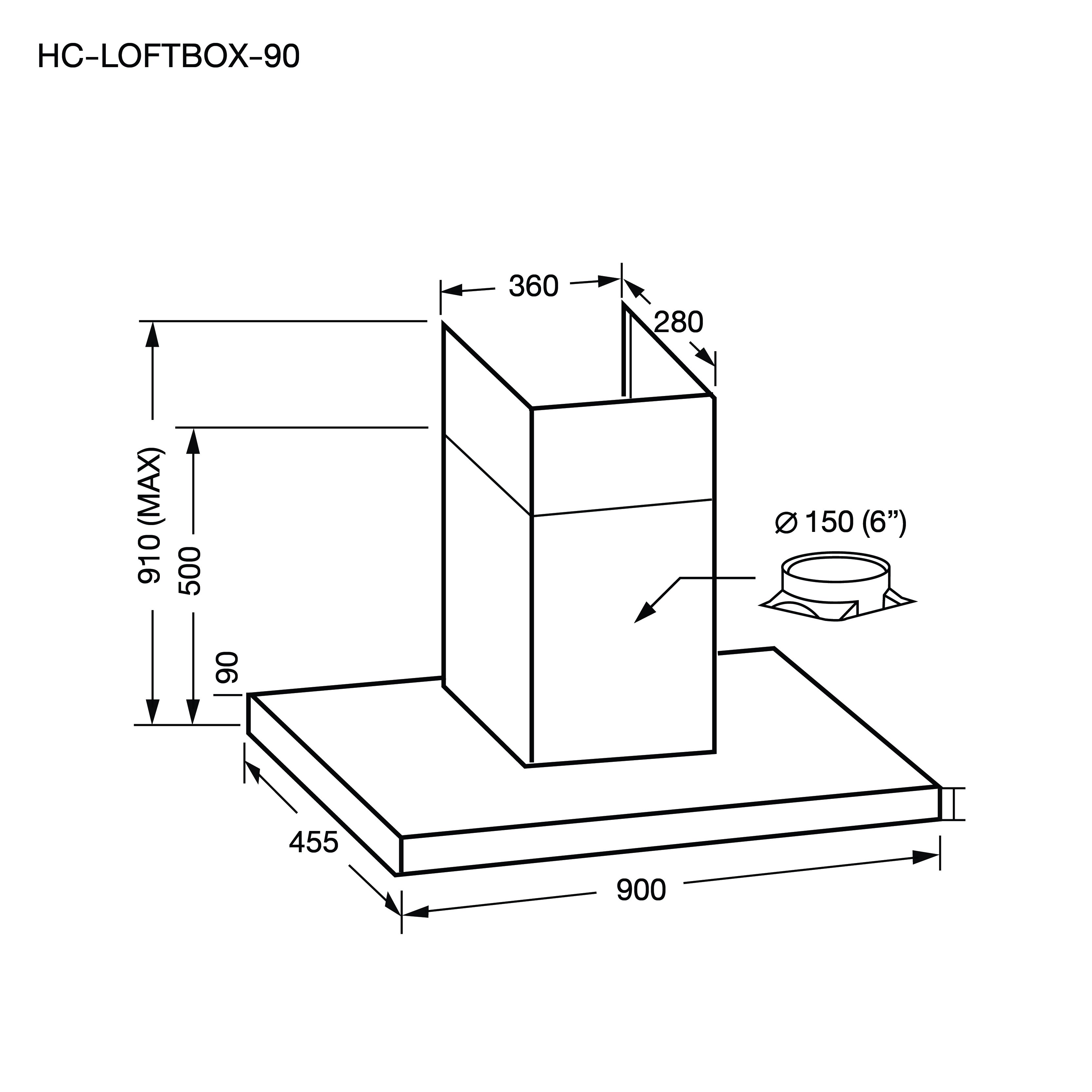 ชุดเซ็ทเครื่องดูดควันติดผนัง EVE HC-LOFTBOX-90 ขนาด 90 ซม. + เตาแก๊ส 2 หัว HB78-2BCC/BG + อ่างล้างจานหินแกรนิต ANDES 760/480 สีดำ_3