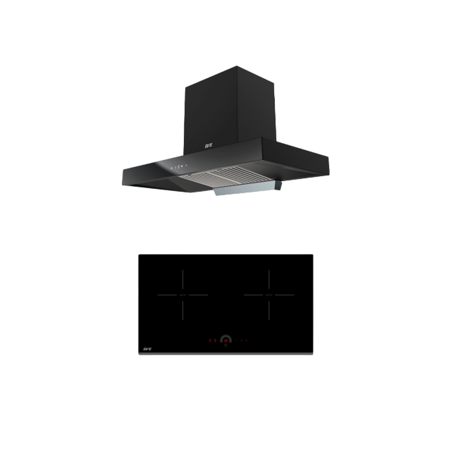 ชุดเซต เตาฝังแม่เหล็กไฟฟ้า 2 หัว + เครื่องดูดควันติดผนัง EVE รุ่น HB73-2CROSS/TC + HC-LOFTBOX-90 ขนาด 90 ซม. สีดำ_11