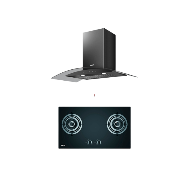 ชุดเซต เตาฝังแก๊ส 2 หัว + เครื่องดูดควันติดผนัง EVE รุ่น FURY 2B ฐานกระจกนิรภัย สีดำ ขนาด 72 ซม. + HC-DIESEL-90 PLUS ขนาดกว้าง 90 ซม.