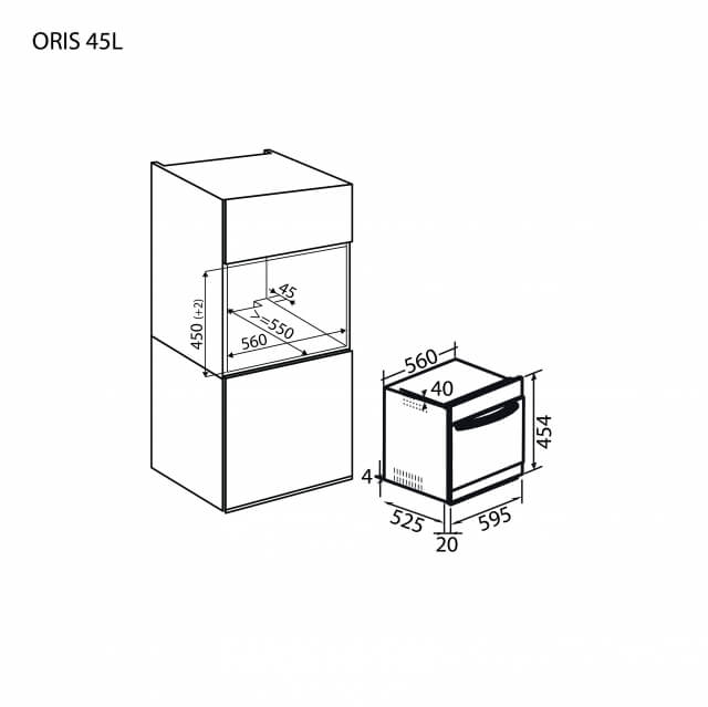 ชุดเซต เตาอบแบบฝัง + เตาอบไมโครเวฟมัลติฟังก์ชั่น EVE OWL 73L ขนาด 60 ซม. + ORIS 45CM ขนาด 45 ซม._4