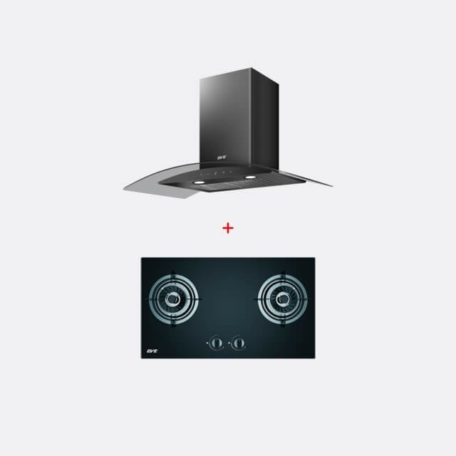 ชุดเซต เตาฝังแก๊ส 2 หัว + เครื่องดูดควันติดผนัง EVE รุ่น FURY 2B ฐานกระจกนิรภัย สีดำ ขนาด 72 ซม. + HC-DIESEL-90 PLUS ขนาดกว้าง 90 ซม.