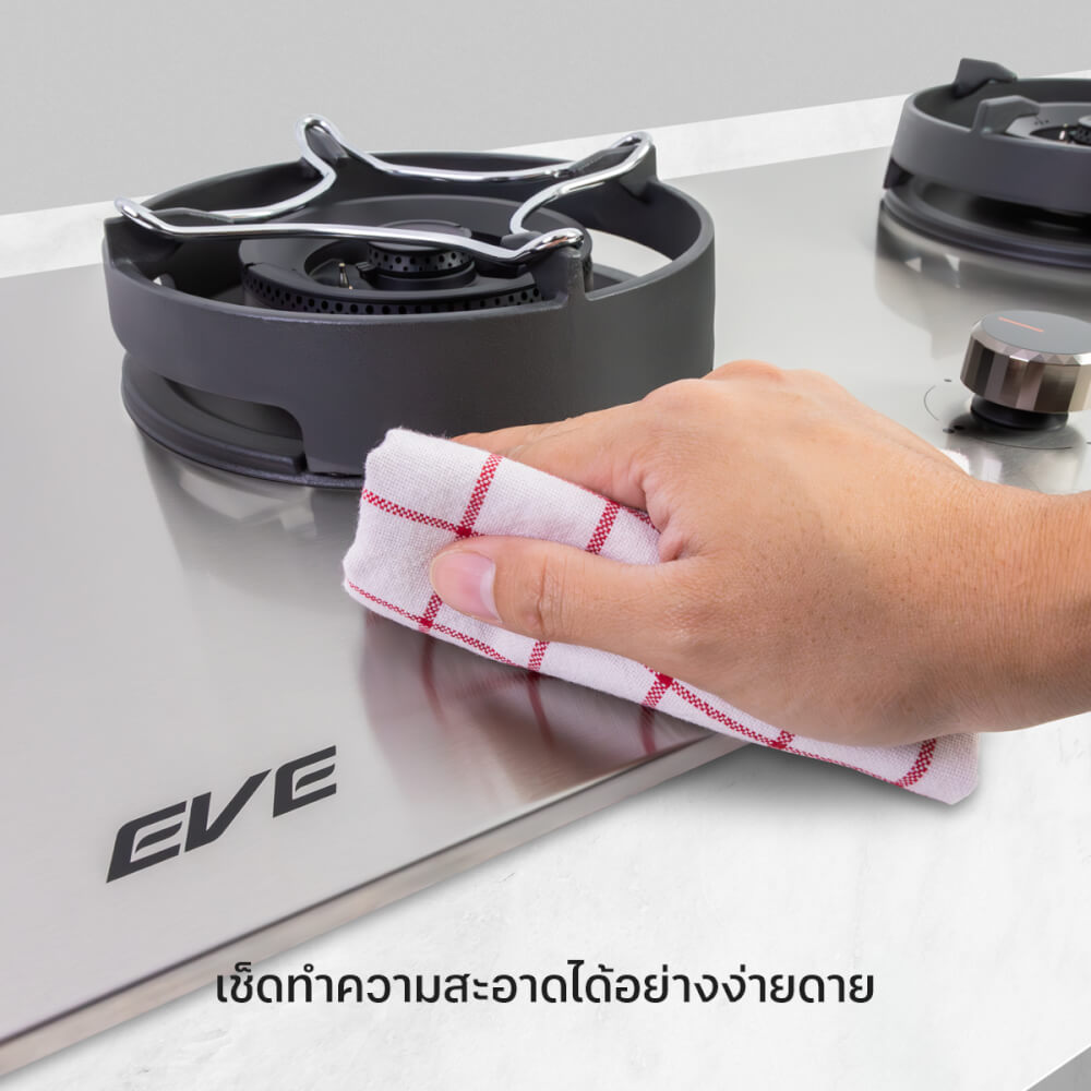 เตาแก๊สฝัง 2 หัว เตาแก๊สแบบฝัง EVE HB78-2BCC/SS 78 ซม. สีเงินสเตนเลส