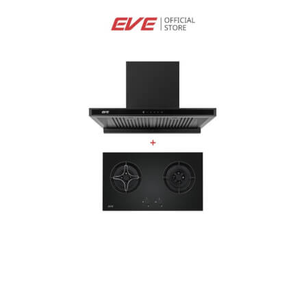 ชุดเซต เตาฝังแก๊ส 2 หัว + เครื่องดูดควัน EVE HB78-2BCC/BG +  HC-MAXIMUS 90 สีดำ_11