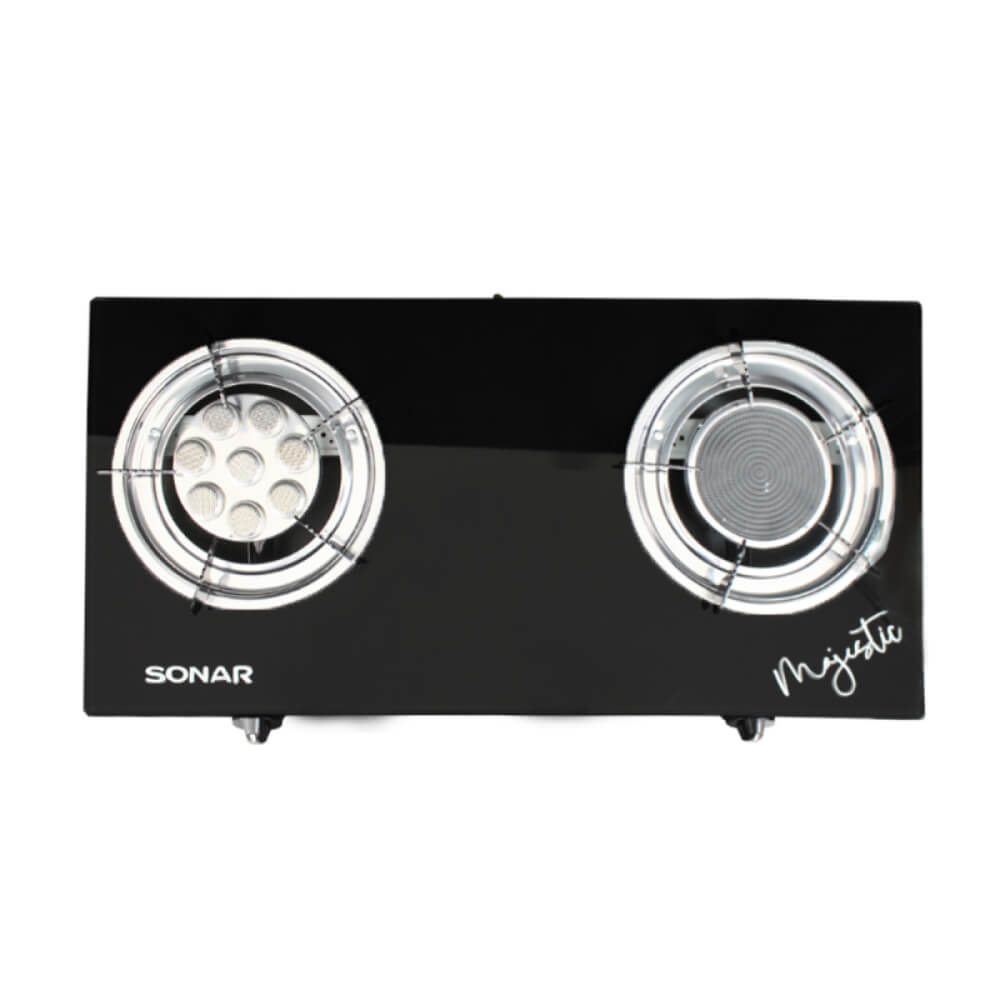 เตาแก๊สตั้งโต๊ะ หน้ากระจก 2 หัว SONAR รุ่น GS-502 สีดำ