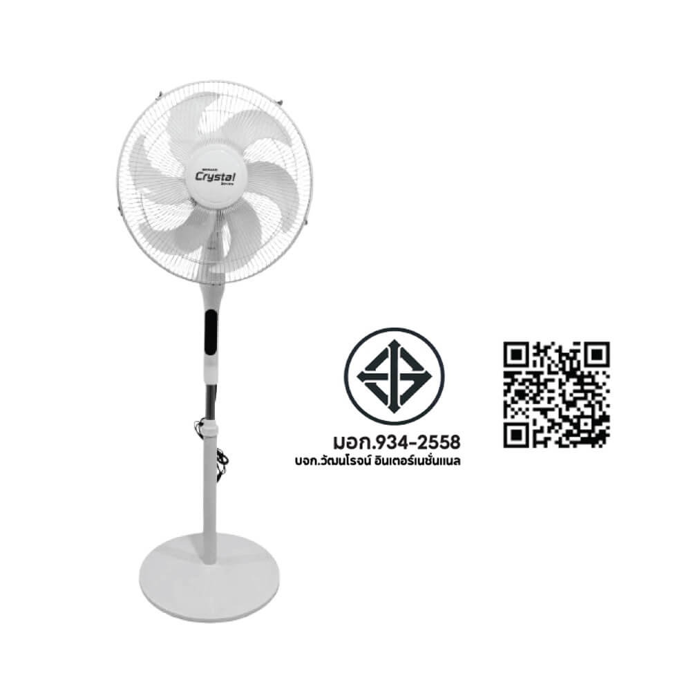 พัดลมตั้งพื้น 16 นิ้ว SONAR CRYSTAL SERIES รุ่น EF-E213N WHITE  (ใบพัด6แฉก)