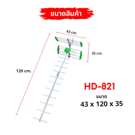 เสาอากาศดิจิตอลทีวี ติดตั้งภายนอก พร้อมสายและอุปกรณ์ติดตั้ง SONAR รุ่น HD-821_6