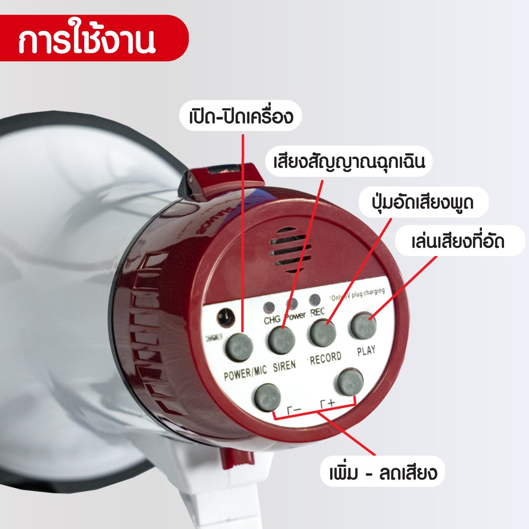 โทรโข่ง Sonar รุ่น MG-06R รองรับการอัดเสียง มีไซเรน Bluetooth_5