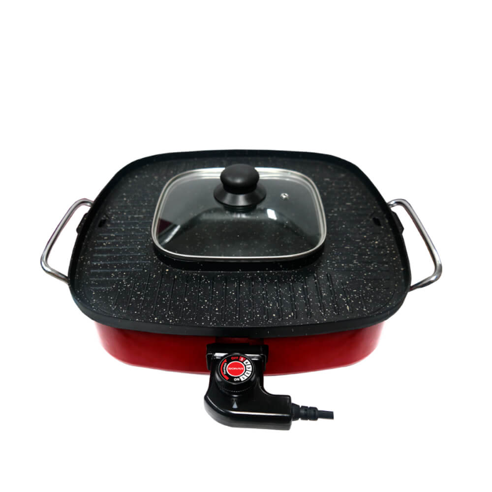 เตาปิ้งย่างไฟฟ้า SONAR รุ่น SF-M51 ขนาด 15 นิ้ว 1.8 ลิตร สีแดง
