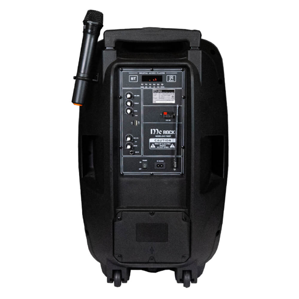 ลำโพงบลูทูธ 15 นิ้ว แถมไมค์ไร้สาย McRock รุ่น DHT-730DF(A15) พร้อมแบตเตอรี่และล้อลาก