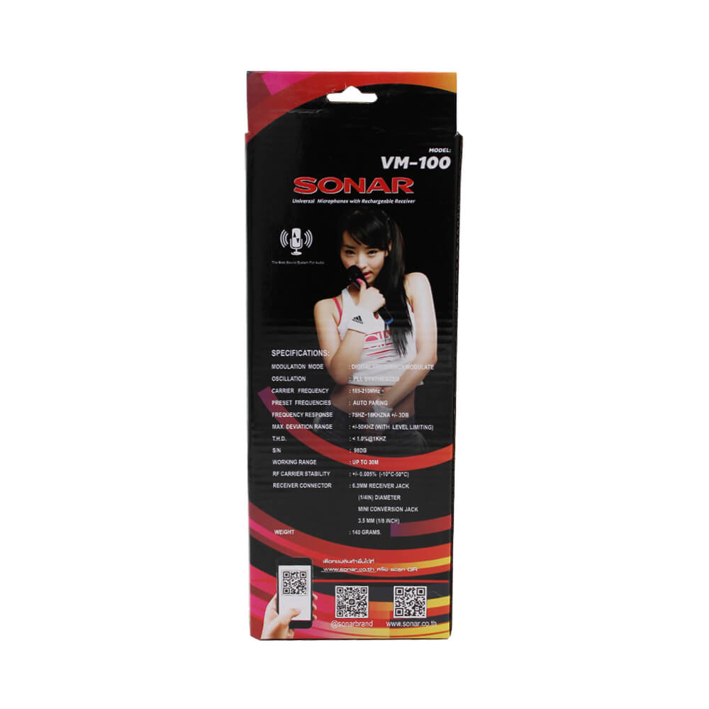 ไมโครโฟนไร้สาย VHF SONAR รุ่น VM-100 สีดำ (เดี่ยว)_8