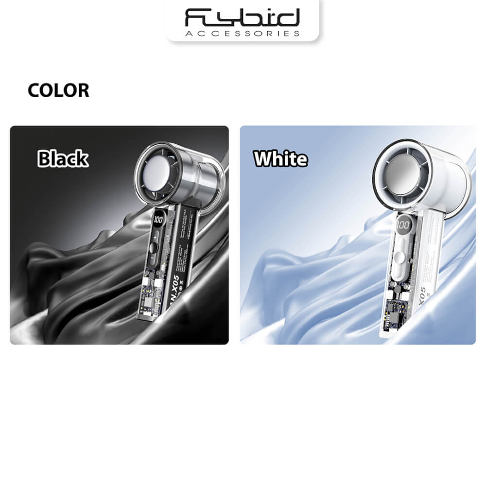 พัดลมพกพา Sonar FLYBIRD รุ่น X05 แบตเตอรี่ 3000mAh ชาร์จไฟได้ จอแสดงผล LED สีขาว_7